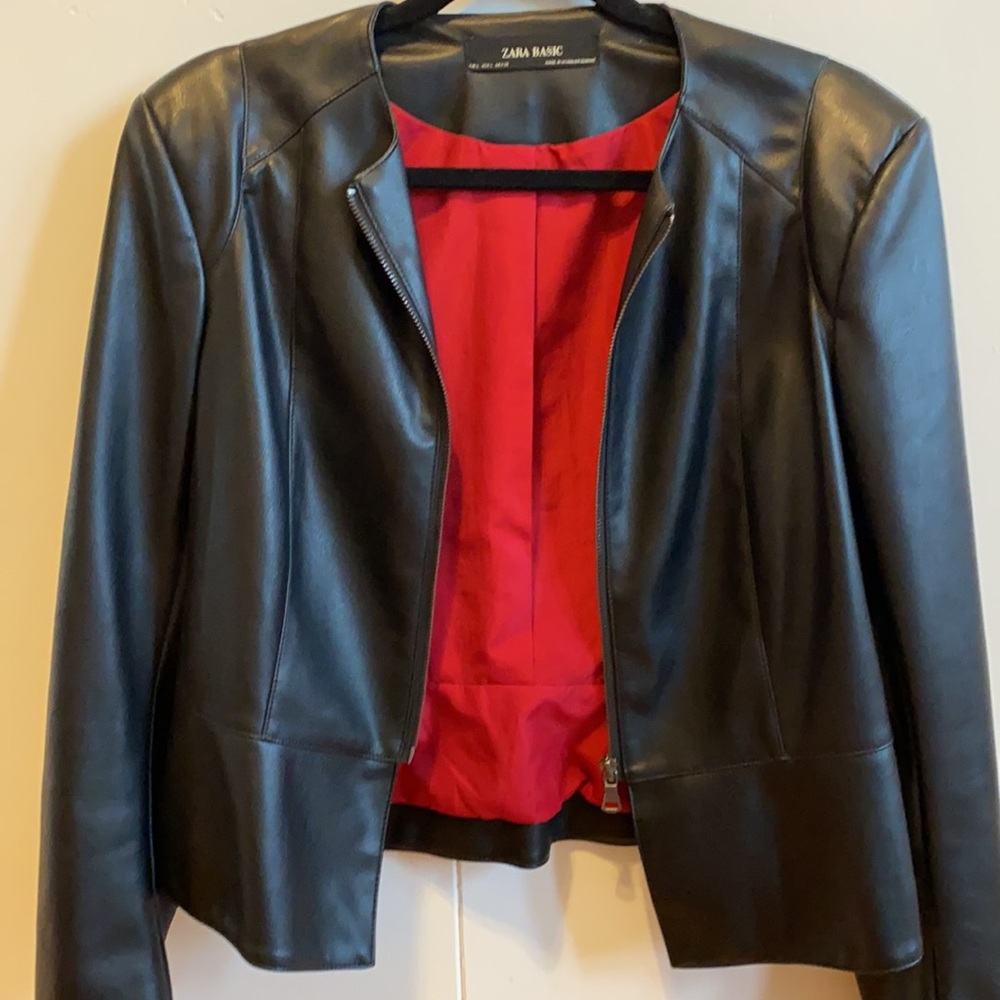 Zara black leather jacket